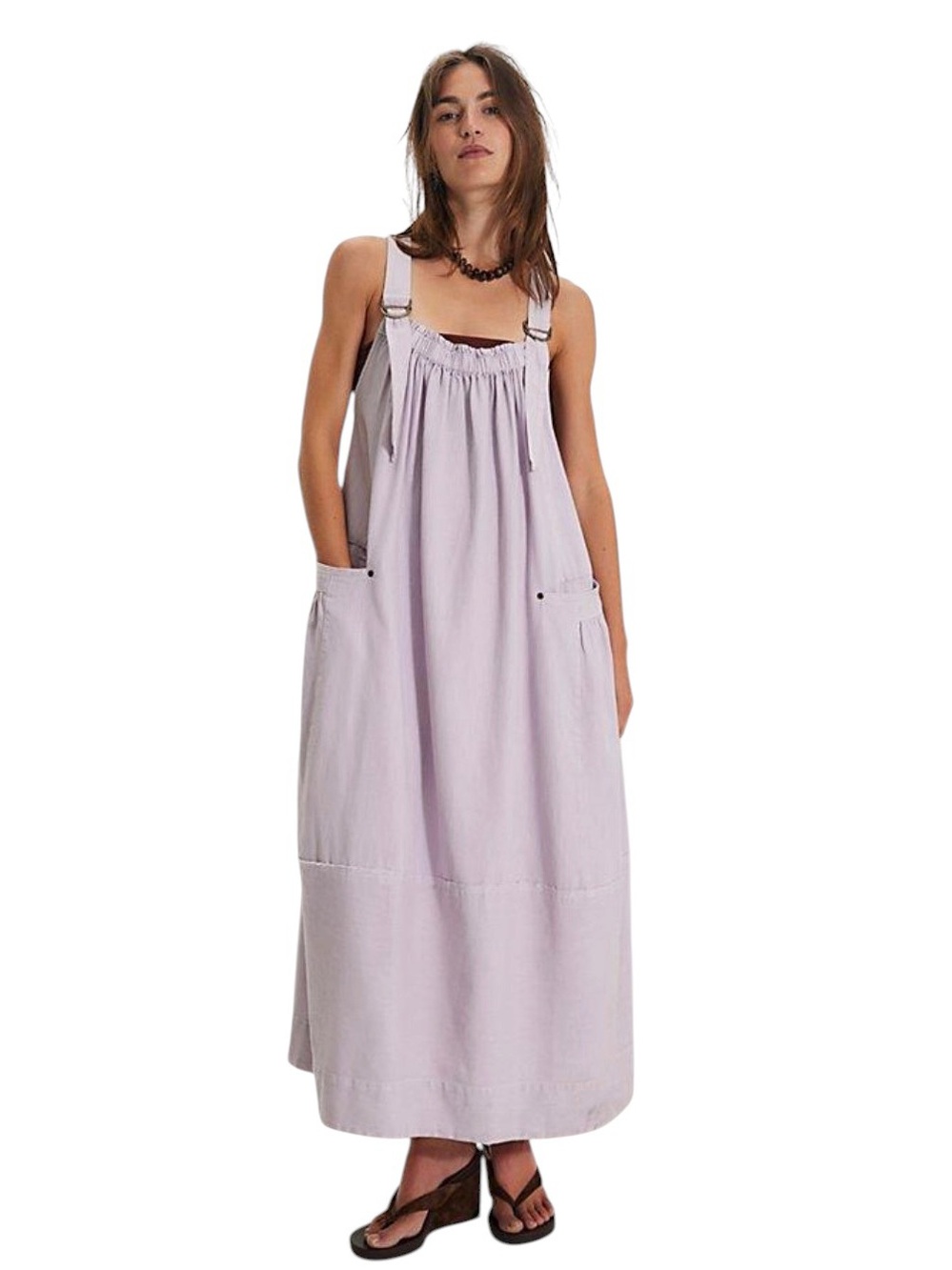 Free People Machu Barrel A-Line Midi Dress Womens Medium Orchid Hush MSRP $168